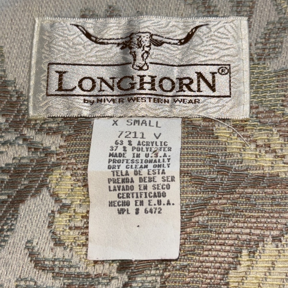 Vintage Longhorn Beige Floral Tapestry Vest Western‎ Wear Women's Sz XS 90's USA - Picture 6 of 6
